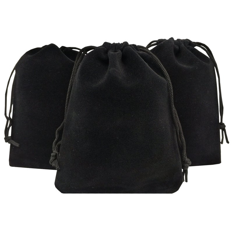 Ankirol 50pcs Velvet Drawstring Bags Jewelry Bags Pouches (Black, 4" X 4.7") - Image 1